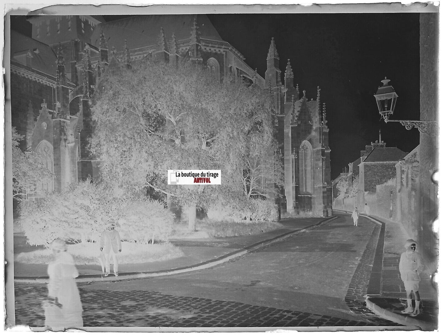 Dinan, Église Saint-Malo, Plaque verre photo, négatif noir & blanc 9x12 cm