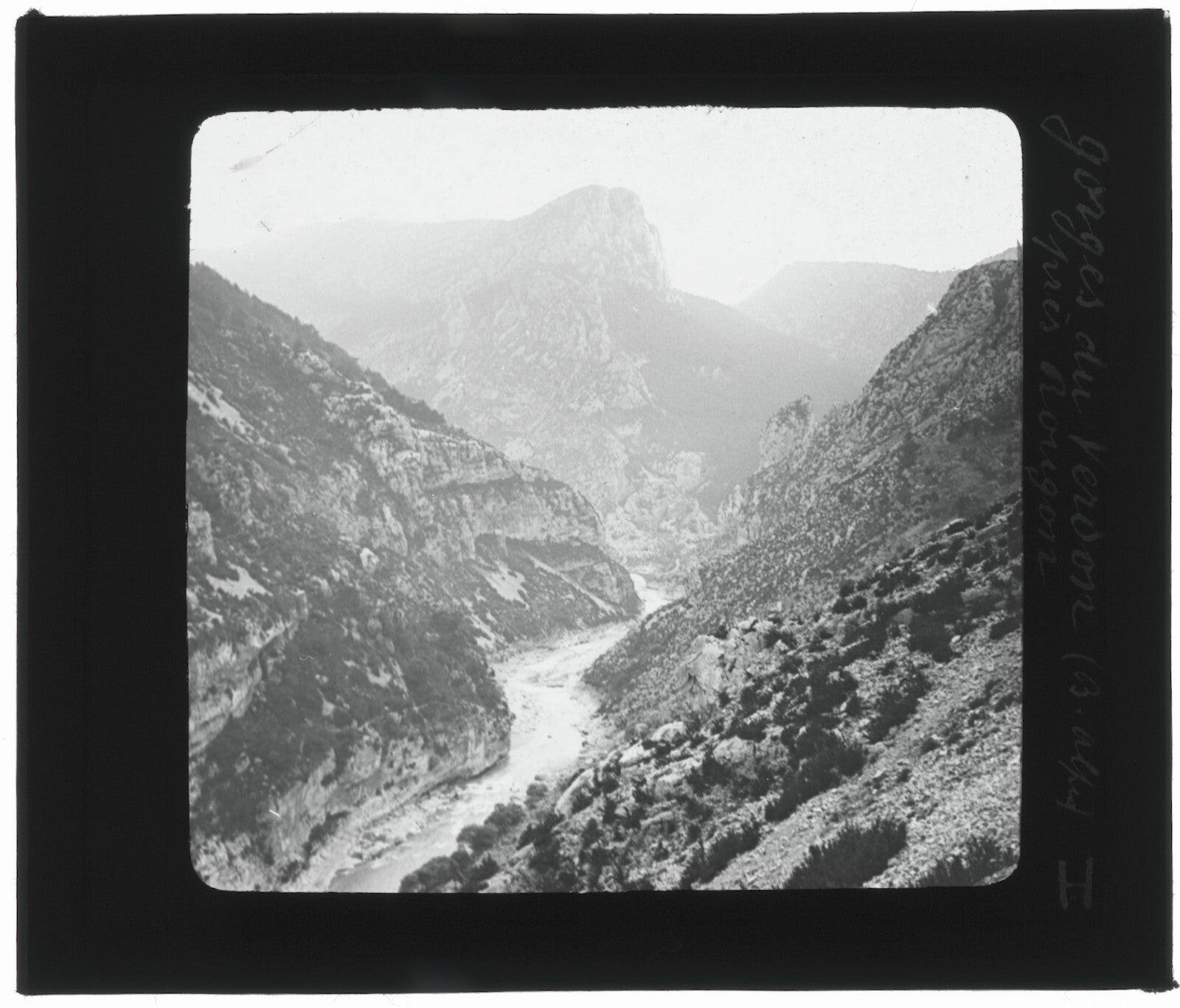 Gorges du Verdon, Rougon, photo ancienne plaque de verre, positif 8,5x10 cm