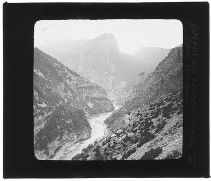 Gorges du Verdon, Rougon, photo ancienne plaque de verre, positif 8,5x10 cm