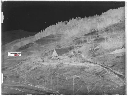 Paysage, Alsace, Plaque verre photo, négatif ancien noir & blanc 9x12 cm