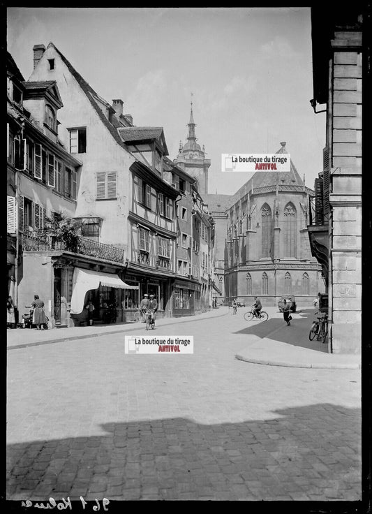 Plaque verre photo ancienne négatif noir et blanc 13x18 cm Colmar France