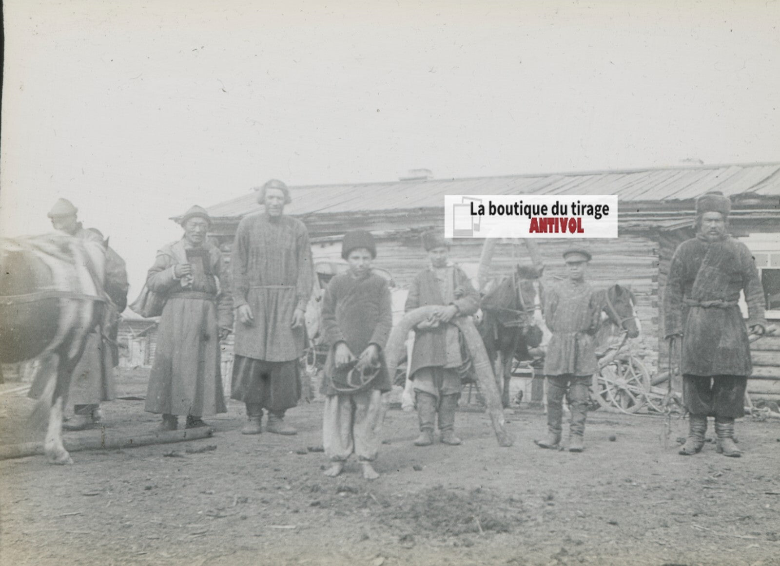 Bouriatie, Russie, photo plaque verre, noir & blanc, positif 8,5x10 cm