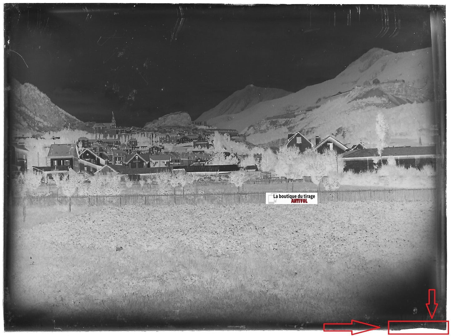 Briançon, France, Plaque verre photo ancienne, négatif noir & blanc 9x12 cm