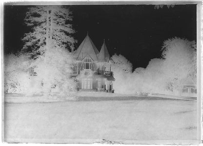 Plaque verre photo ancienne négatif noir et blanc 6x9 cm parc château France