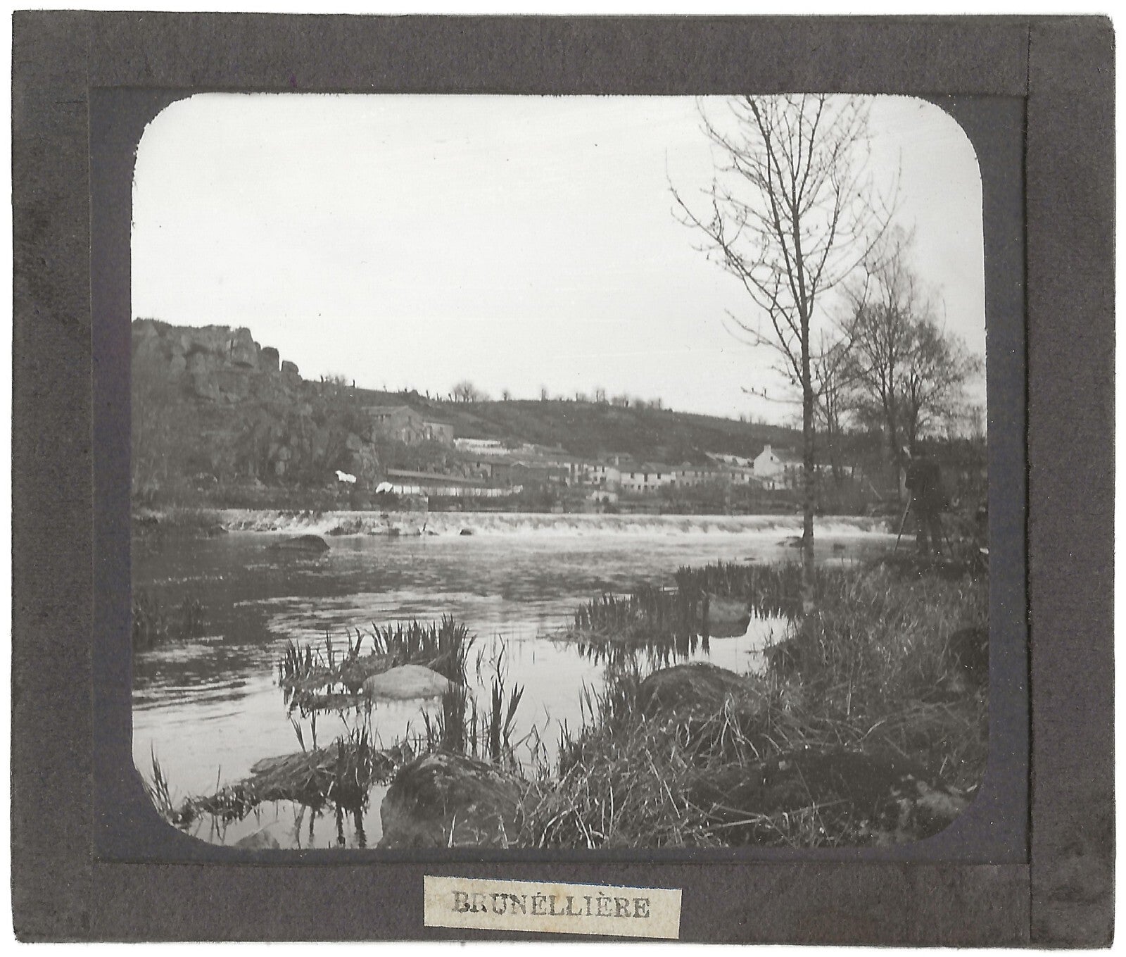 Boussay, photographe, rivière, photo ancienne plaque de verre, positif 8,5x10 cm