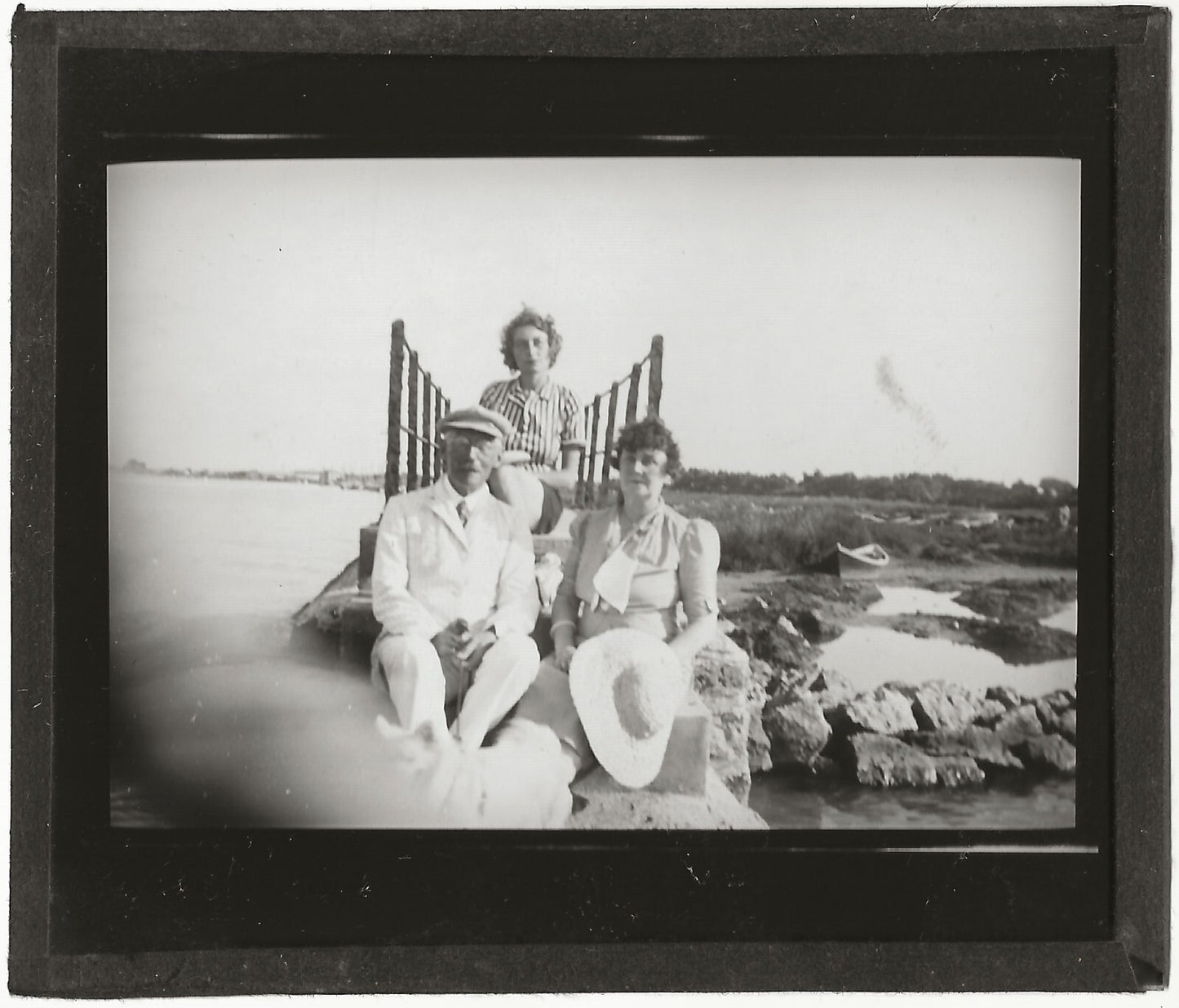 Valras-Plage, promenade, photo ancienne plaque de verre, positif 8,5x10 cm