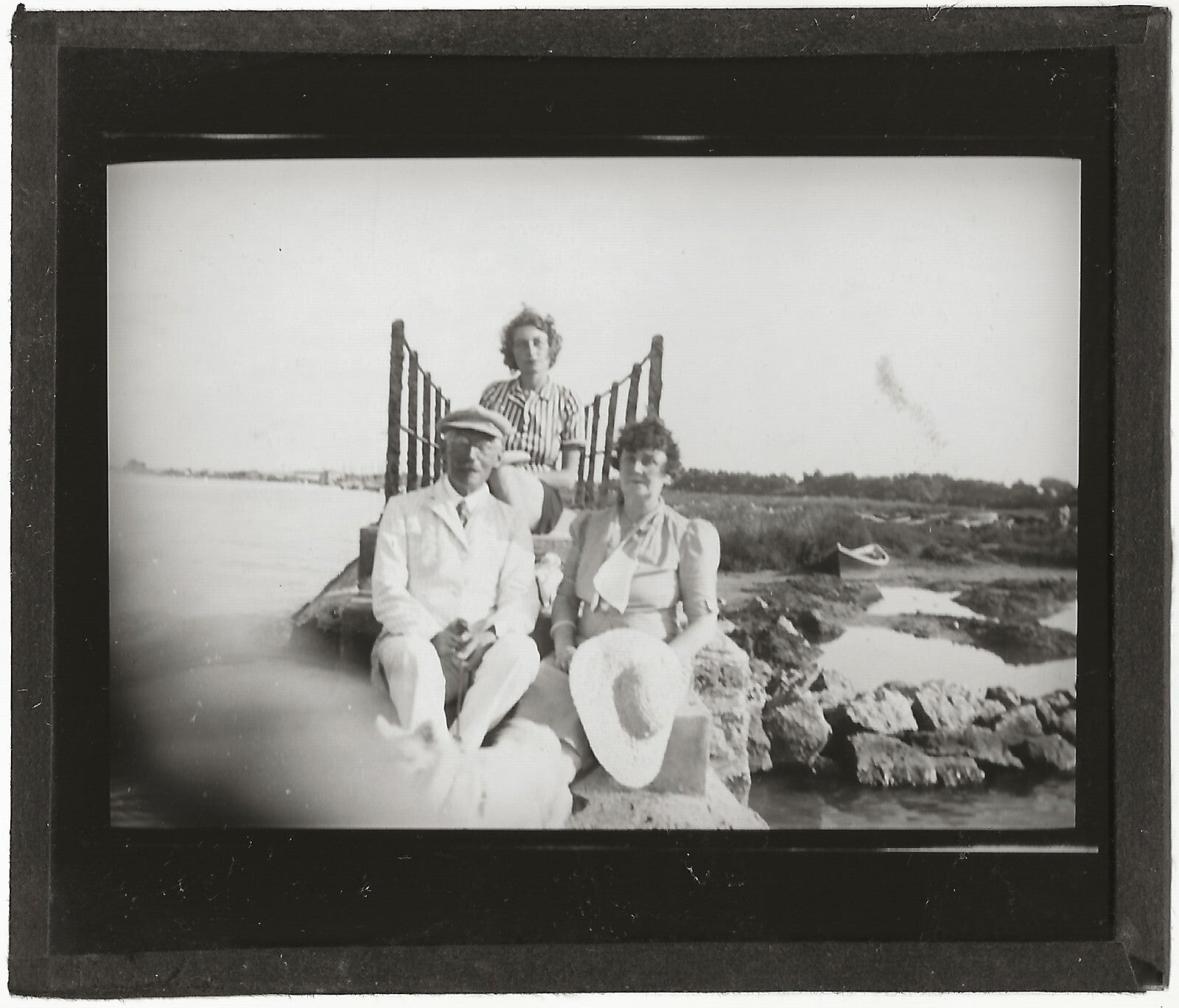 Valras-Plage, promenade, photo ancienne plaque de verre, positif 8,5x10 cm