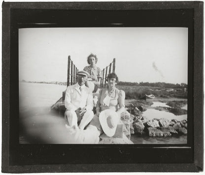 Valras-Plage, promenade, photo ancienne plaque de verre, positif 8,5x10 cm