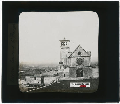 Assise, Ombrie, Italie, photo plaque verre, noir & blanc, positif 8,5x10 cm