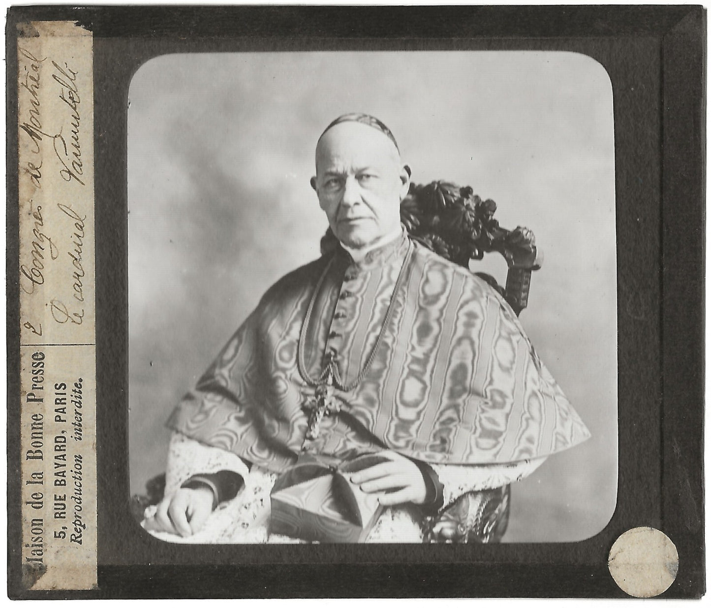 Cardinal Vannutelli, photo ancienne plaque de verre, positif 8,5x10 cm