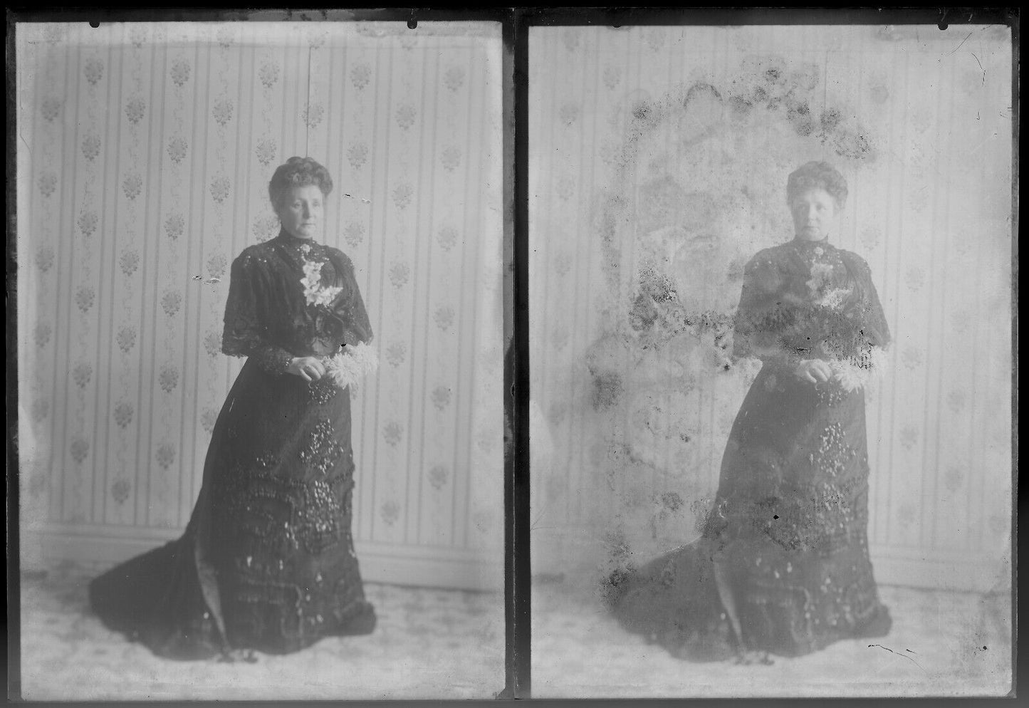 Femmes, robe, photos anciennes plaque de verre, lot de 10 négatifs 13x18 cm