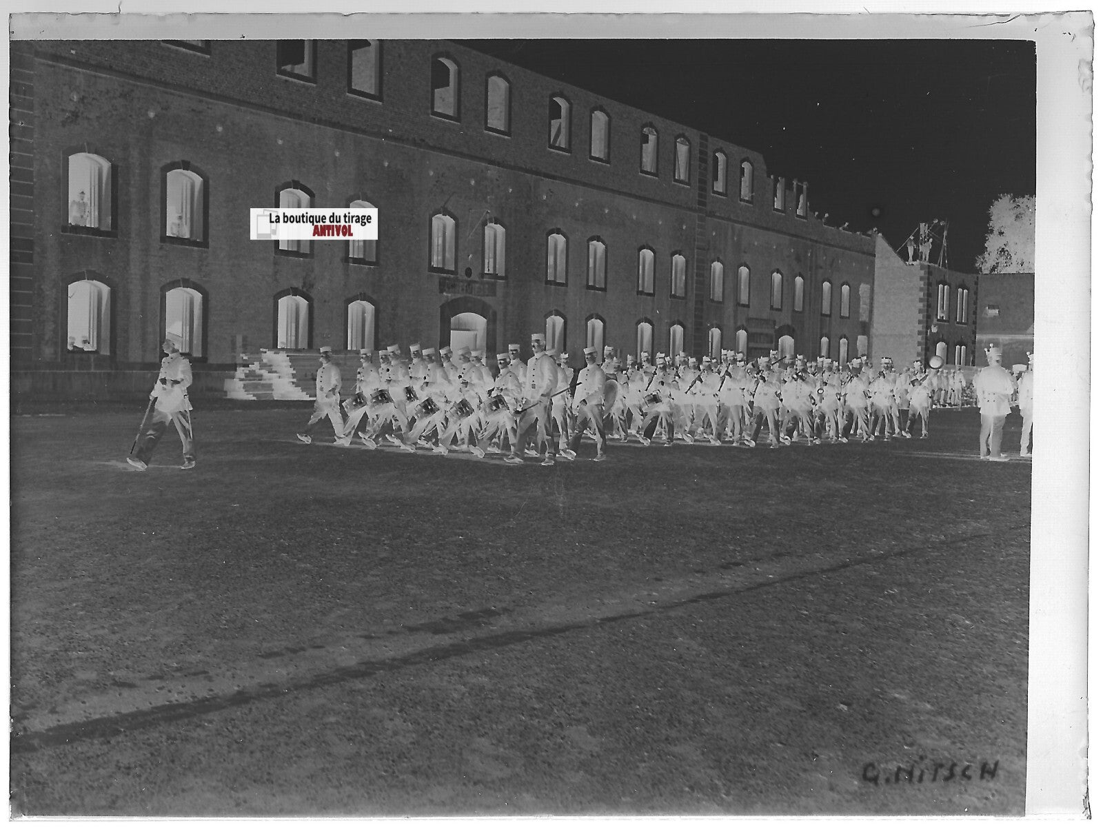 Belgique, militaire, Nitsch, Plaque verre photo, négatif noir & blanc 9x12 cm