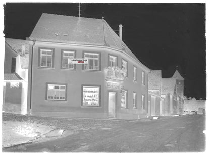 Plaque verre photo ancienne négatif noir et blanc 13x18 cm boulangerie France
