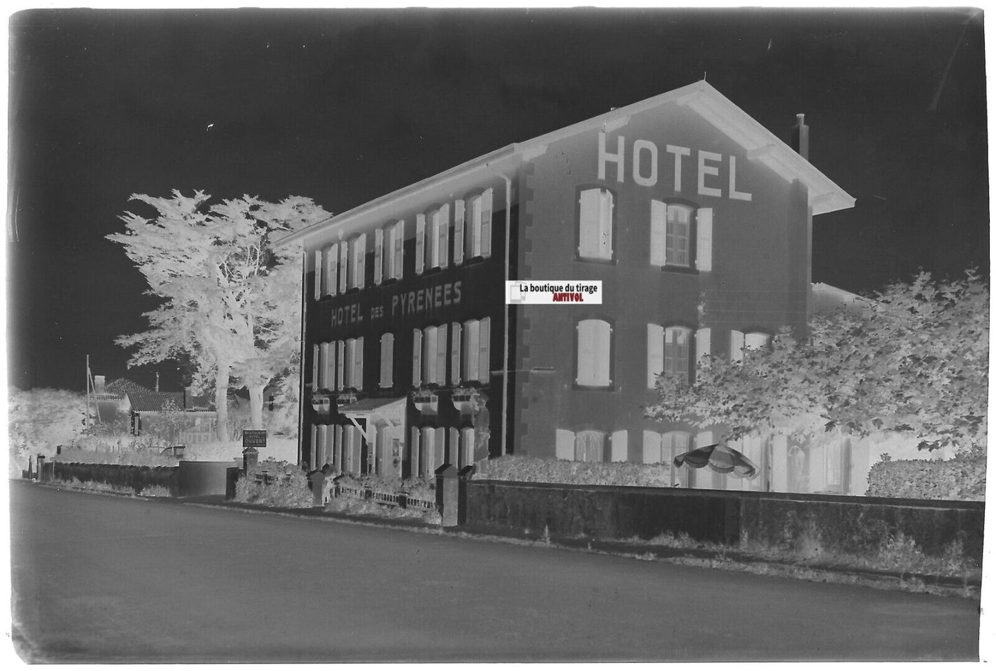 Bidart, hôtel des Pyrénées, Plaque verre photo, négatif noir & blanc 10x15 cm