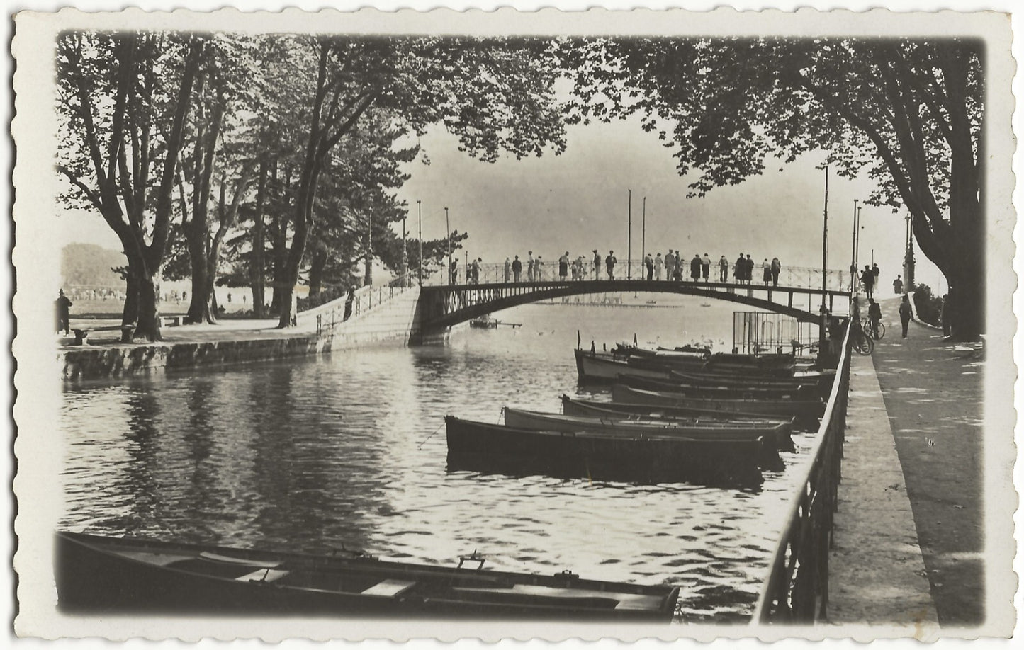 Plaque de verre photo négatif noir et blanc 13x18 cm Annecy pont Amours CPA