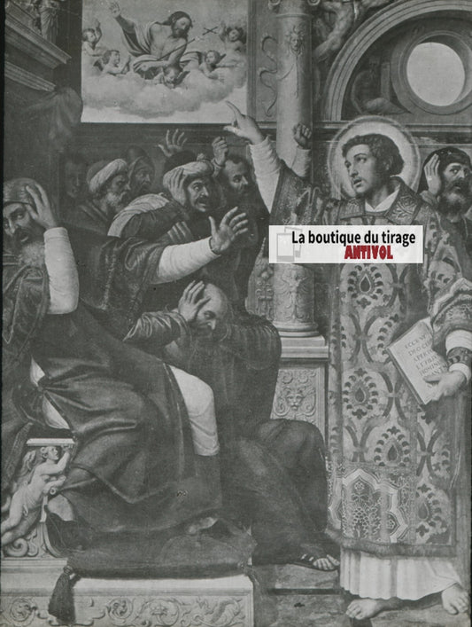 Scène religieuse, dessin, plaque de verre, noir & blanc, positif 8,5x10 cm