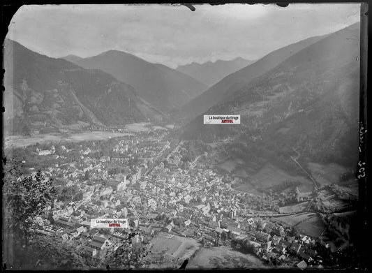 Plaque verre photo ancienne négatif noir et blanc 13x18 cm Luchon