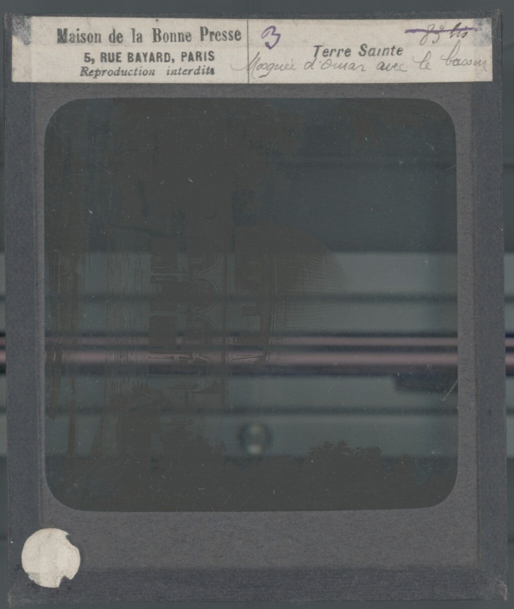 Mosquée d'Omar, Jérusalem, photo ancienne plaque de verre, positif 8,5x10 cm