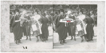 Hippodrome de Longchamp, Paris, stéréoscopie plaque verre, positif 8,5x17 cm