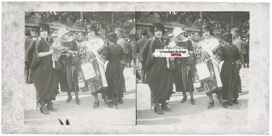 Hippodrome de Longchamp, Paris, stéréoscopie plaque verre, positif 8,5x17 cm