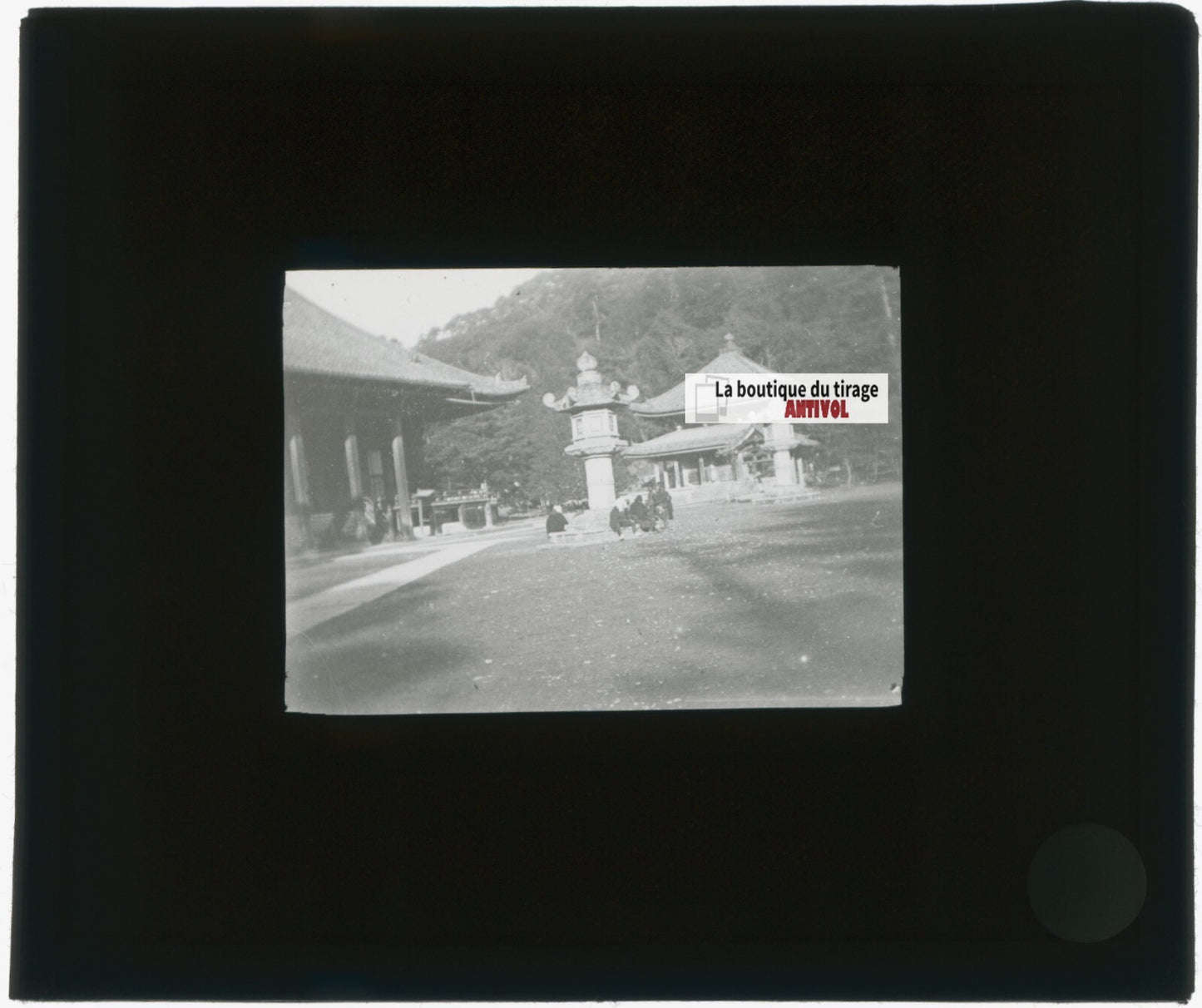 Kyoto, Japon, temple, photo plaque verre, noir & blanc, positif 8,5x10 cm