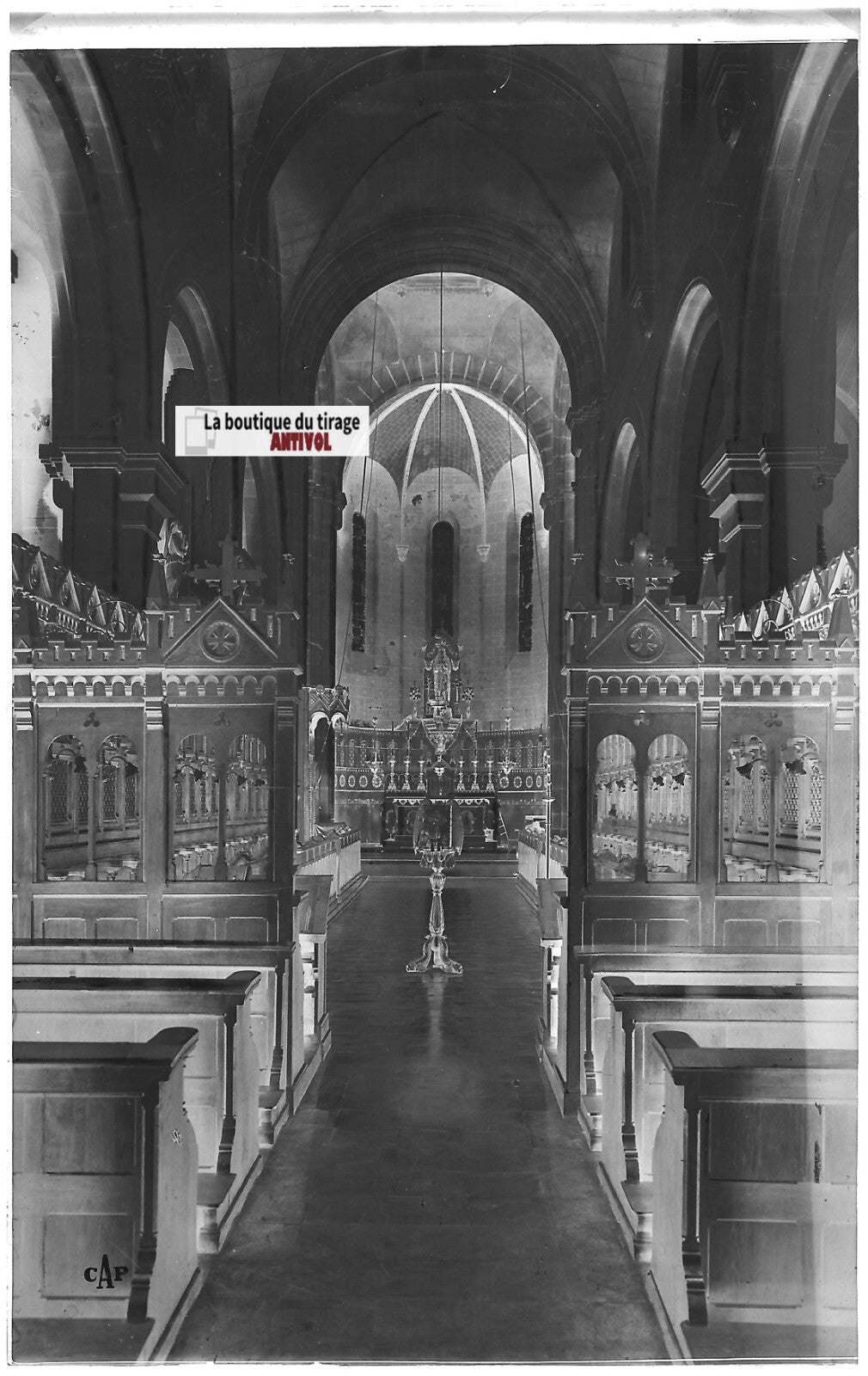 Plaque verre photo, négatif noir & blanc 9x14 cm, Saint-Honorat, église, Cannes