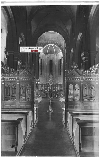 Plaque verre photo, négatif noir & blanc 9x14 cm, Saint-Honorat, église, Cannes