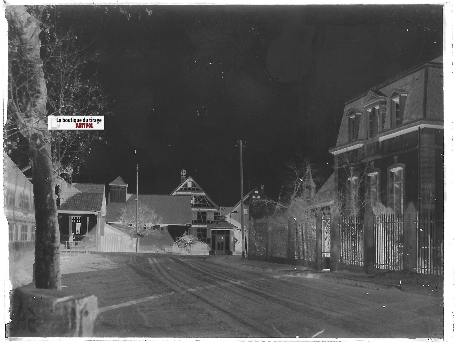 Hindisheim, Alsace, Plaque verre photo ancienne, négatif noir & blanc 9x12 cm