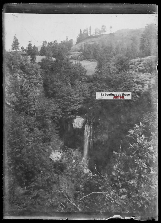 Plaque verre photo ancienne négatif noir et blanc 6x9 cm cascade Pyrénées eau - La Boutique Du Tirage 