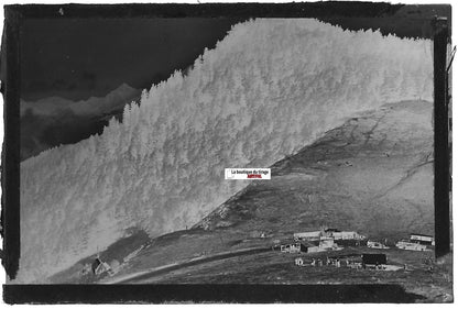 Col d'Aspin, montagne, Plaque verre photo ancienne, négatif noir & blanc 6x9 cm