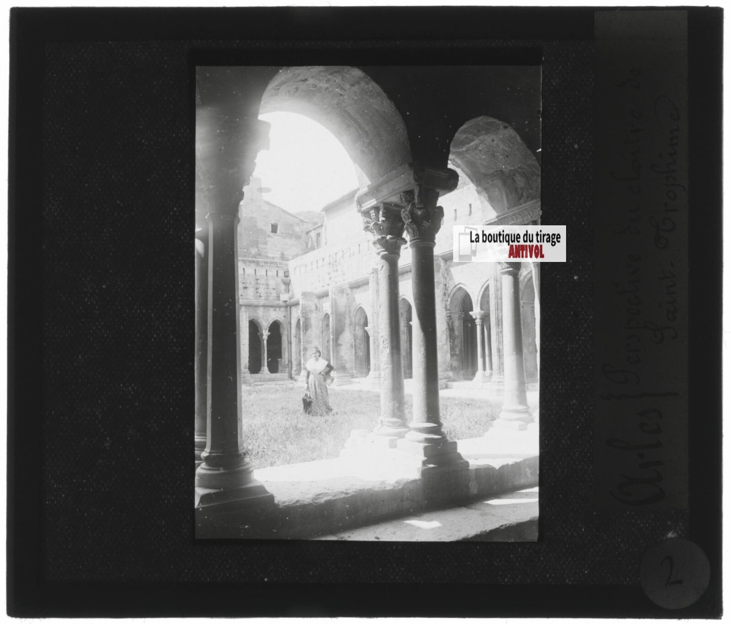Cloître Saint-Trophime Arles, photo plaque de verre, positif 8,5x10 cm
