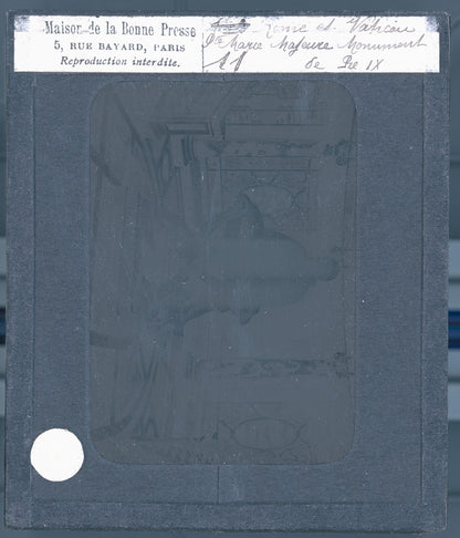 Statue de Pie IX, Rome, photo ancienne plaque de verre, positif 8,5x10 cm