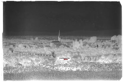 Alsace, église à situer, Plaque verre photo, négatif noir & blanc 10x15 cm