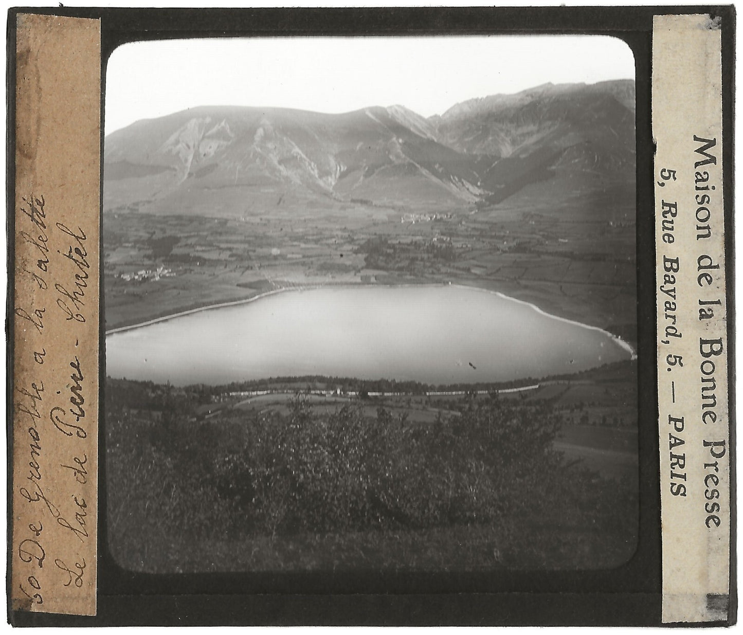 Lac de Pierre-Châtel, photo ancienne, plaque de verre, positif 8,5x10 cm