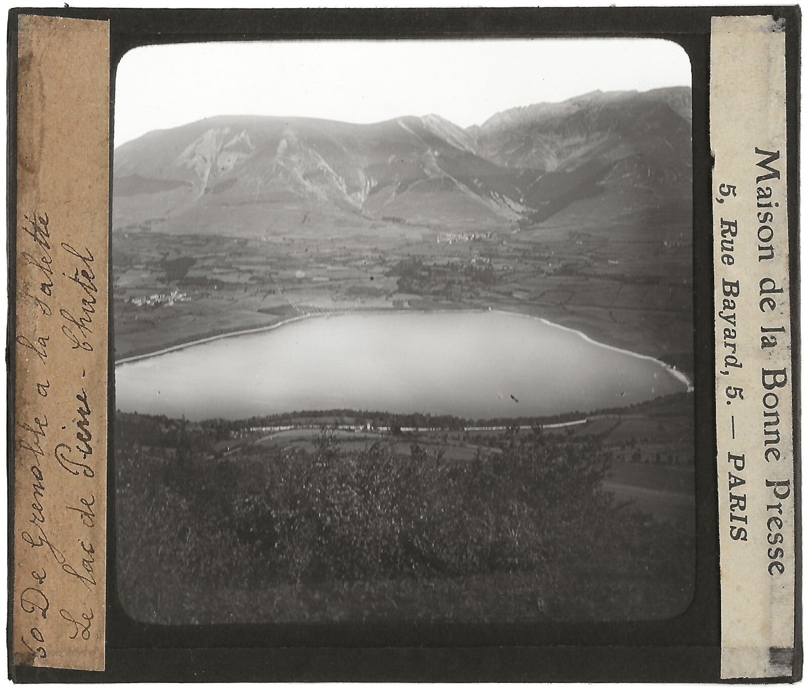 Lac de Pierre-Châtel, photo ancienne, plaque de verre, positif 8,5x10 cm