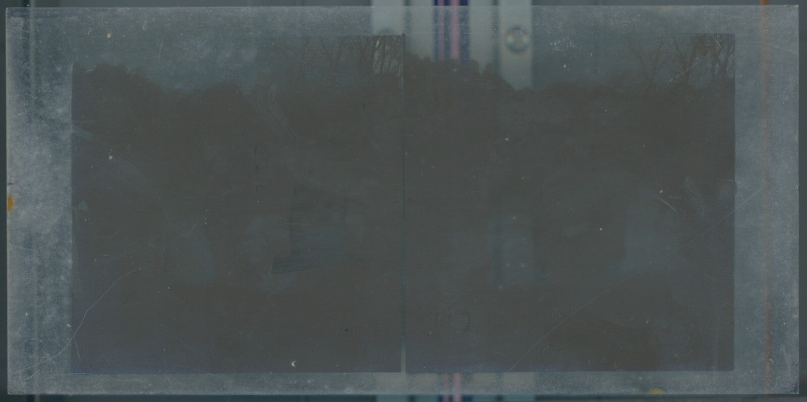 Scène de vie, Longchamp, Paris, plaque verre stéréoscopique, positif 8,5x17 cm