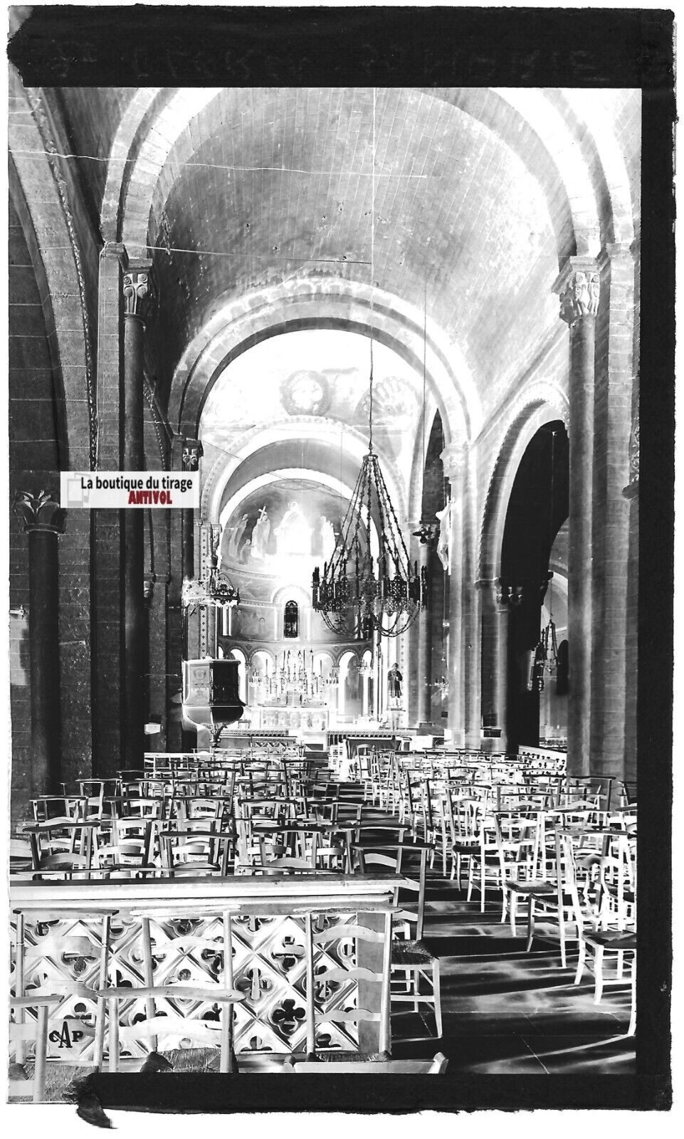 Plaque verre photo négatif noir & blanc 9x14 cm Oloron-Sainte-Marie, église