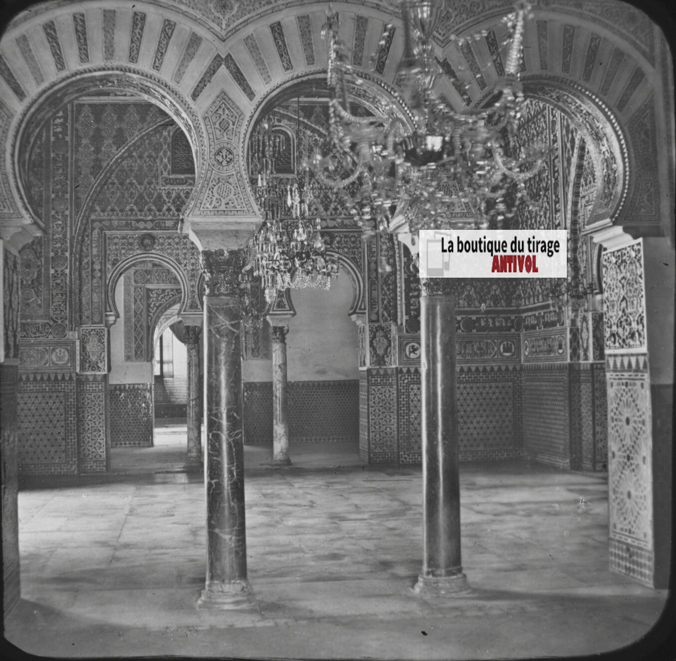 Alcazar, Séville, Espagne, photo ancienne plaque verre, positif 8,5x10 cm