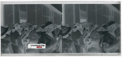 Algérie, douanes, plaque verre, photo stéréo, négatif noir & blanc 6x13 cm