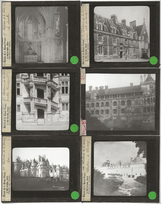 Châteaux de la Loire, France, photos plaques de verre, lot 10 positifs 8,5x10 cm