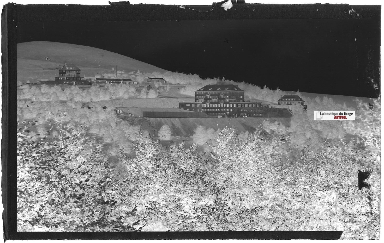 Plaque verre photo, négatif noir & blanc 9x14 cm, Le Markstein, Oderen, Vosges