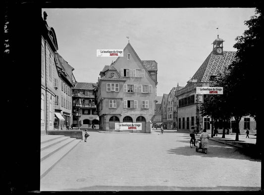 Plaque verre photo ancienne négatif noir et blanc 13x18 cm collection Colmar 