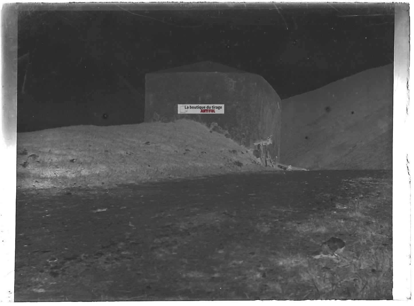 Plaque verre photo ancienne négatif noir et blanc 6x9 cm vélo Ariège montagne 