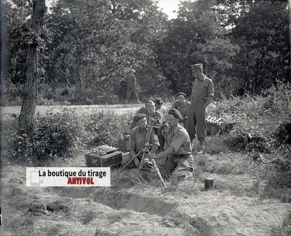Camp Ruchard, tir de mortier, plaque verre, photo ancienne, négatif N&B 6x13 cm