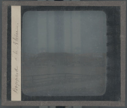 Boppard et l'abbaye, photo plaque verre, noir & blanc, positif 8,5x10 cm