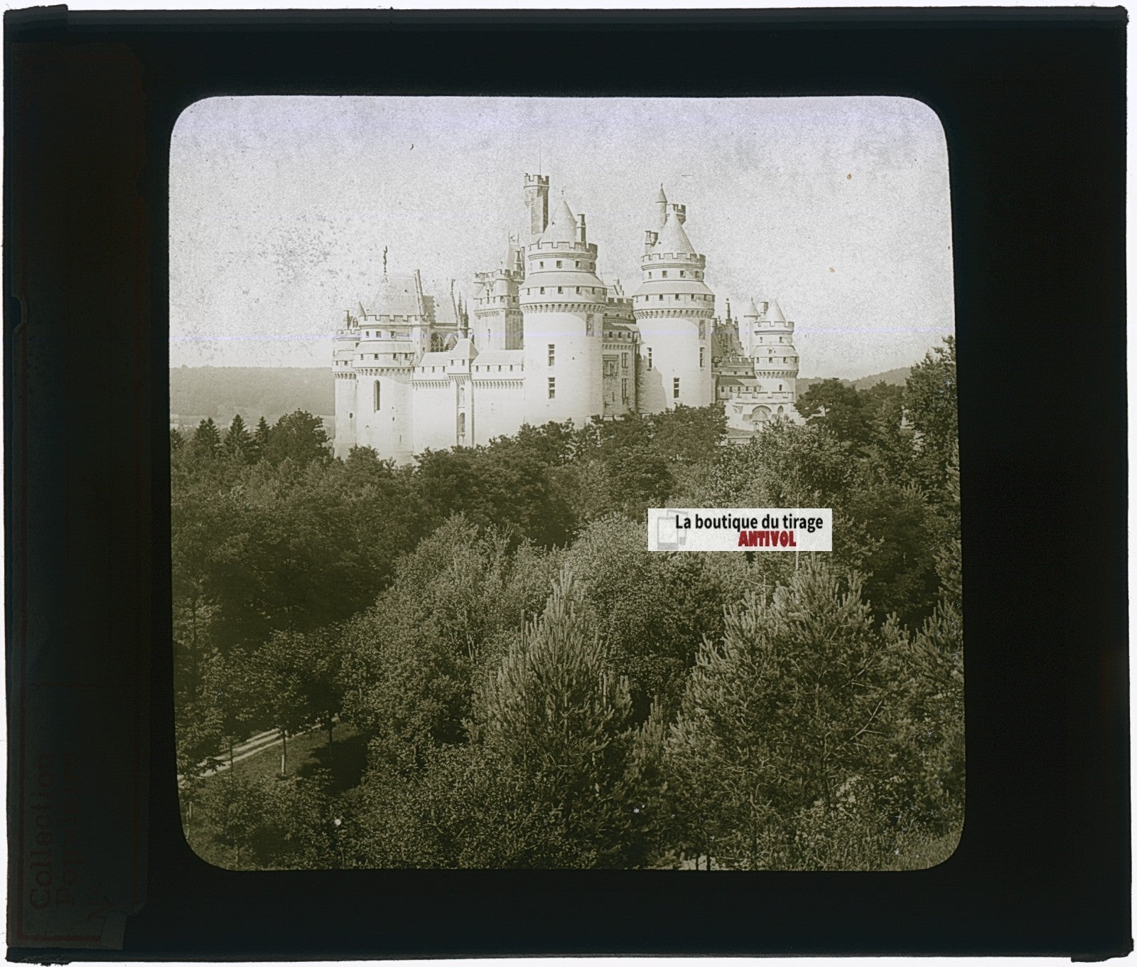 Château de Pierrefonds, photo ancienne plaque verre, noir & blanc, 8,5x10 cm