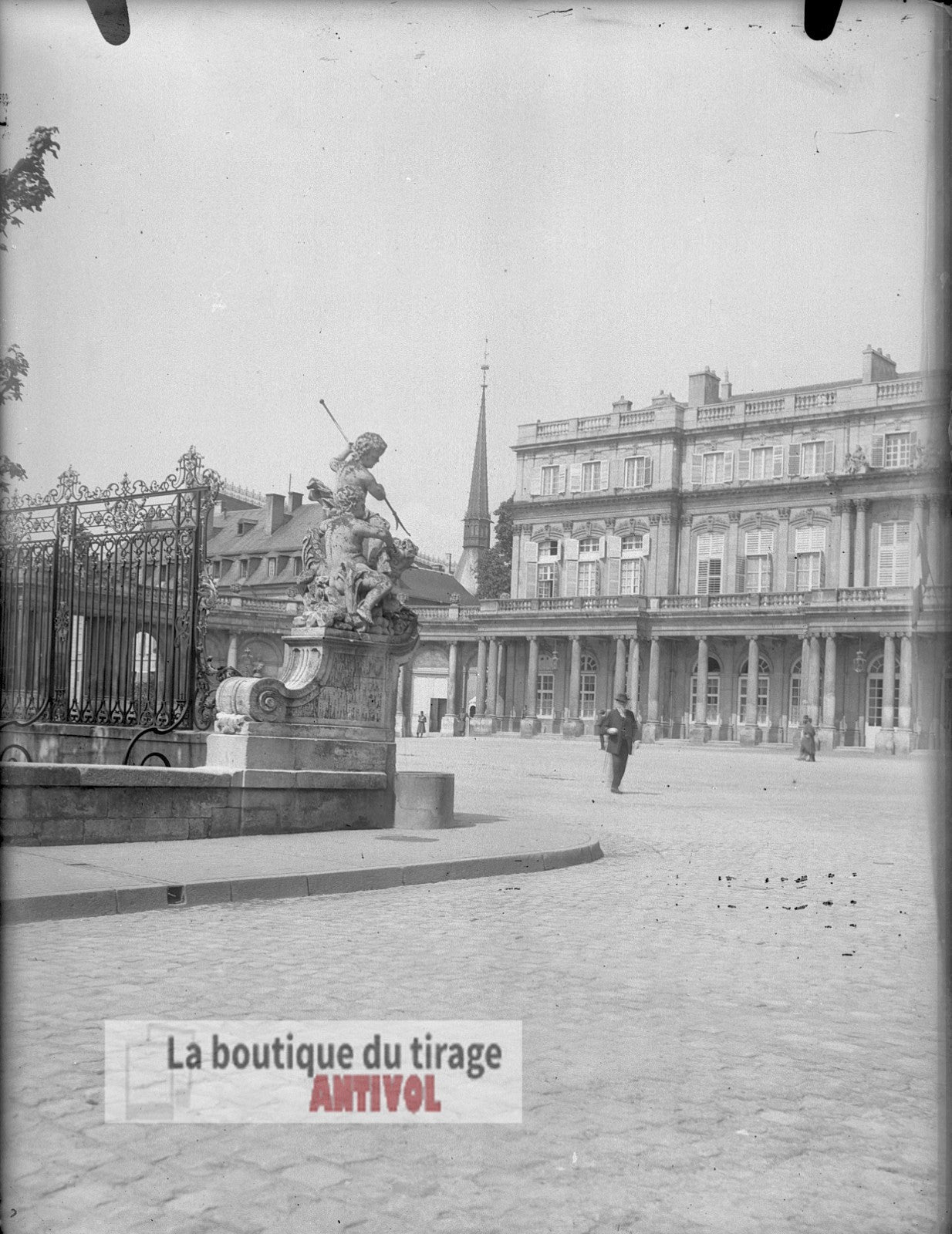 Place de la Carrière, Nancy, plaque verre, photo ancienne, négatif 9x12 cm