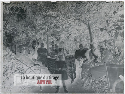 Photo de famille, France, plaque verre, photo ancienne, négatif 9x12 cm