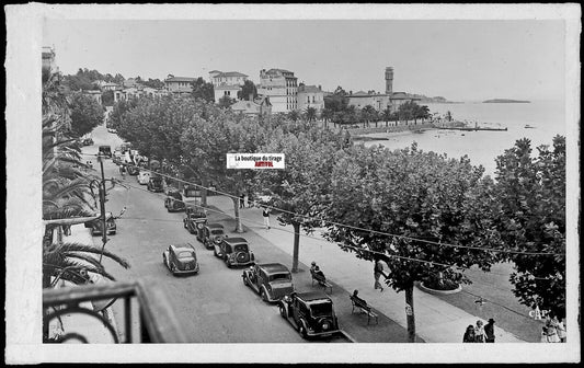 Saint-Raphaël France, voitures, Plaque verre photo, négatif noir & blanc 9x14 cm