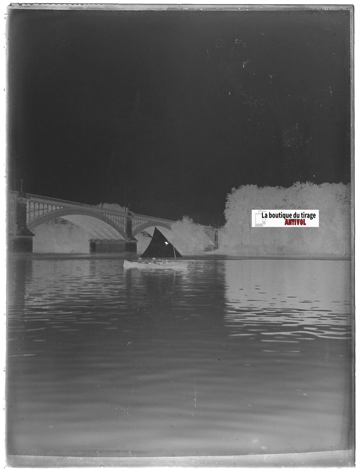 Pont Saint-Michel, Toulouse, Plaque verre photo, négatif noir & blanc 9x12 cm